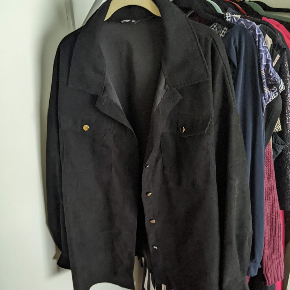 Shein | Black Velour Button-up